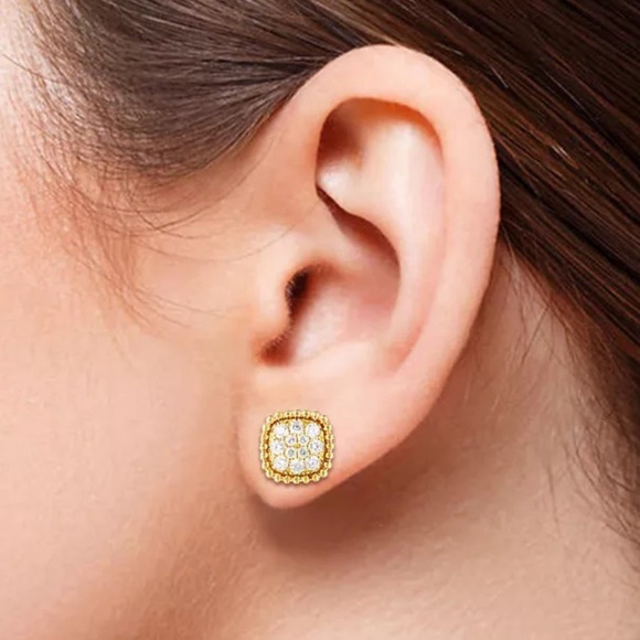 Gold plated round cut earrings - Picture 3 of 3